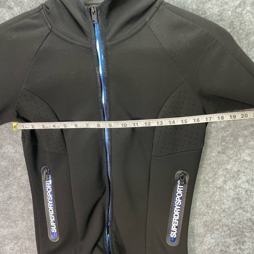 Superdry Sport Jacket Womens US 6 UK10 Black Full Zip Hooded Athletic Stretch - Picture 8 of 16